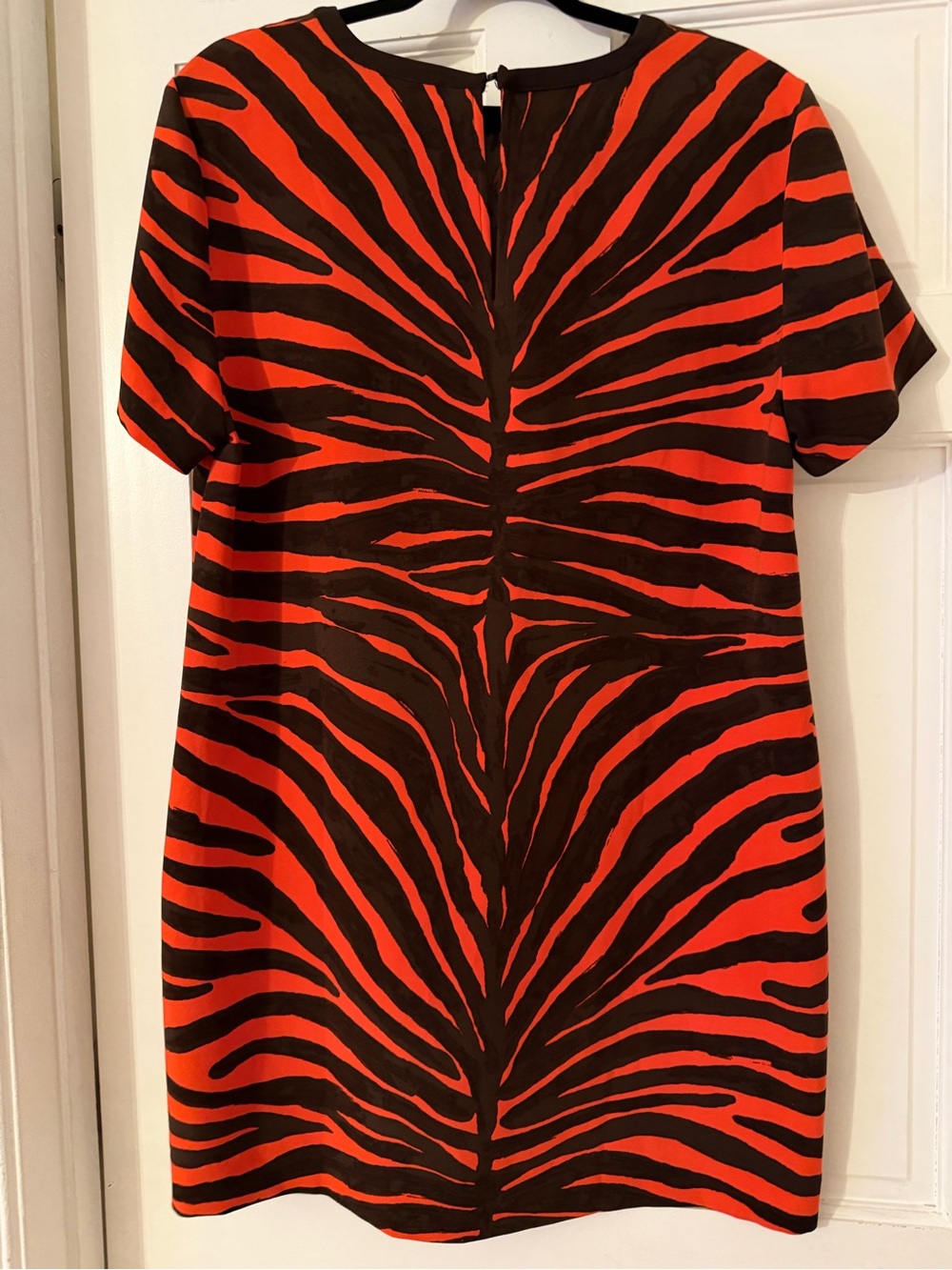 Michael Kors Orange and Brown Zebra-Print Short Sleeve Dress